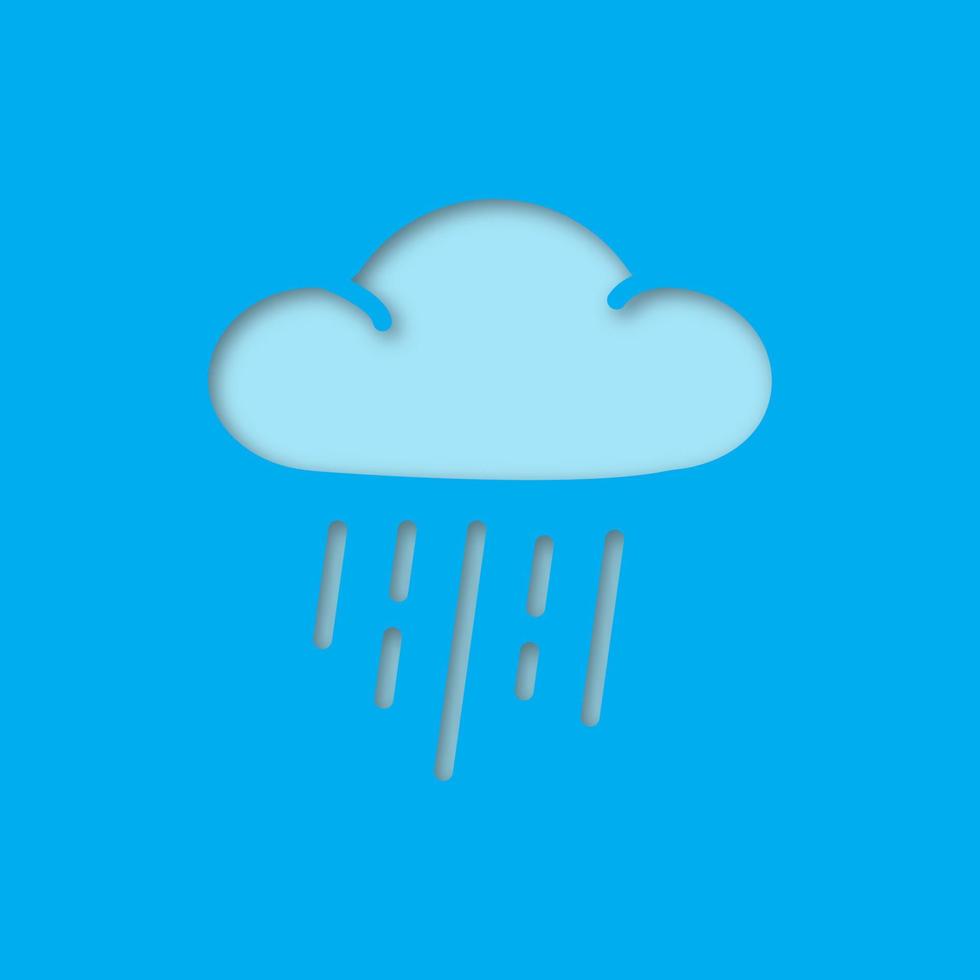 icono de corte de papel de nube lluviosa. lluvia. silueta vectorial ilustración aislada vector