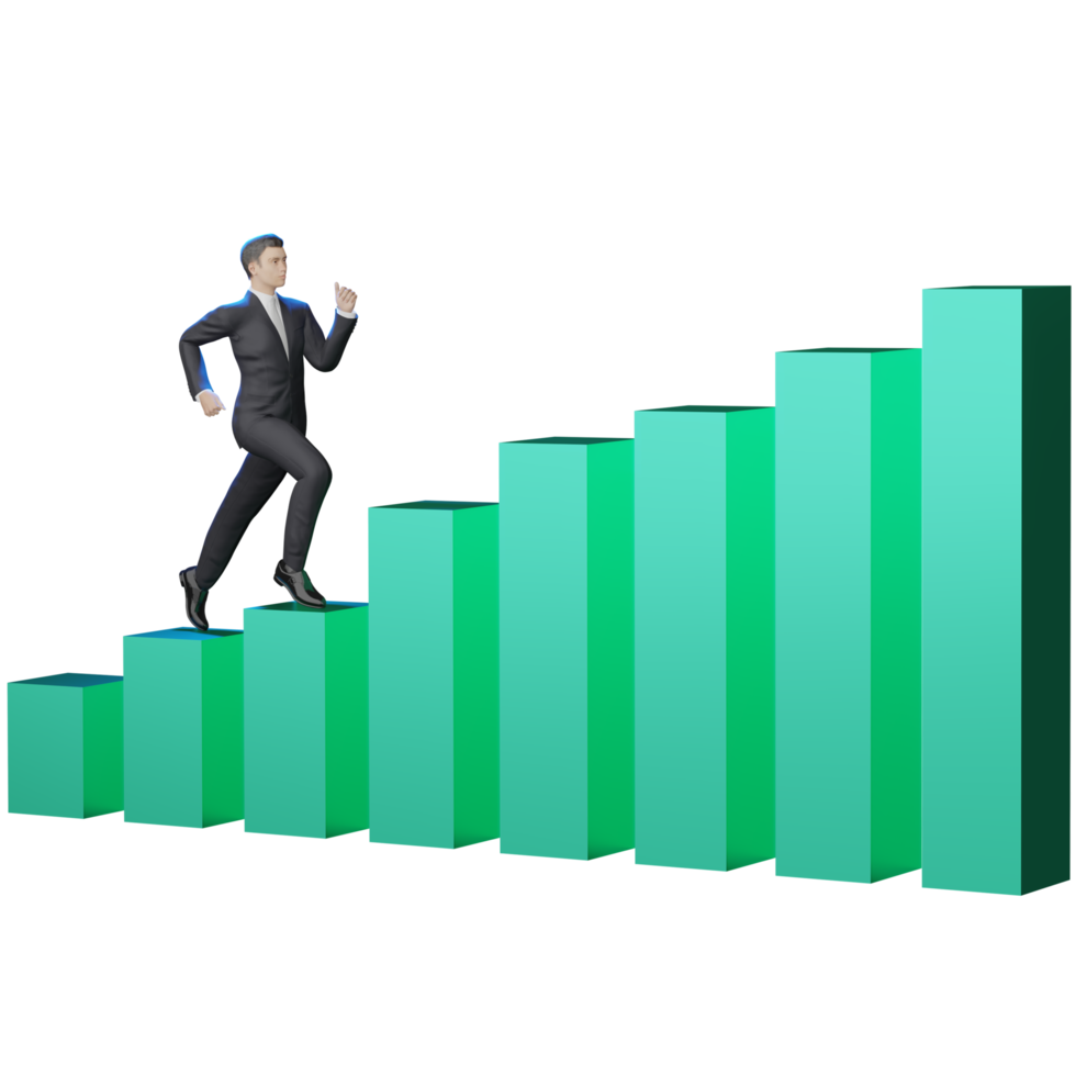 gráfico de negociación de acciones verdes gráfico de acciones de hombre de negocios ilustración 3d del mercado comercial png