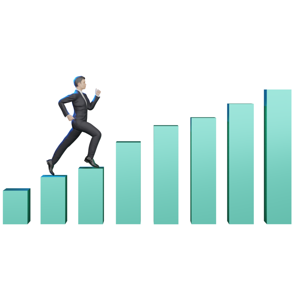 gráfico de negociación de acciones verdes gráfico de acciones de hombre de negocios ilustración 3d del mercado comercial png