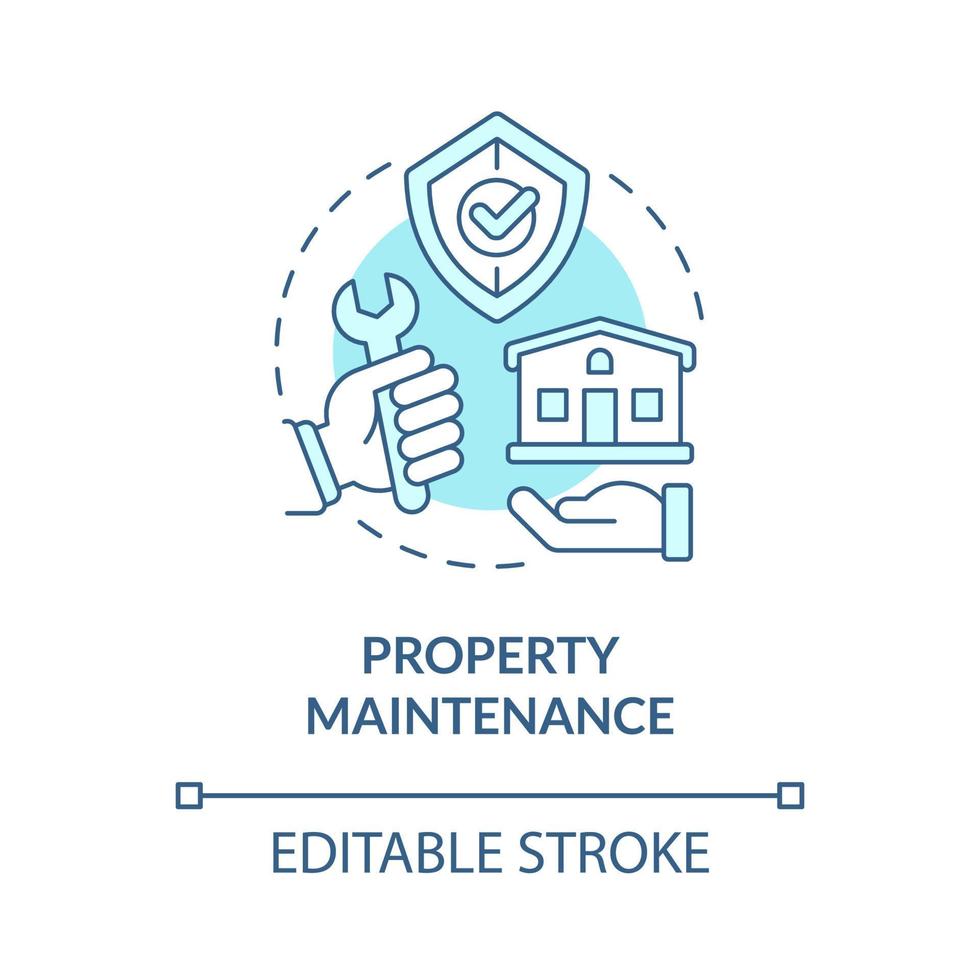 Property maintenance turquoise concept icon. Rental apartment repair abstract idea thin line illustration. Isolated outline drawing. Editable stroke vector