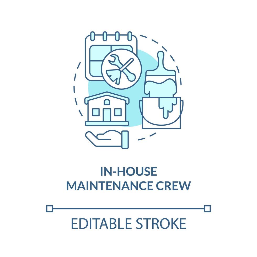 In-house maintenance crew turquoise concept icon. Property manager work abstract idea thin line illustration. Isolated outline drawing. Editable stroke vector