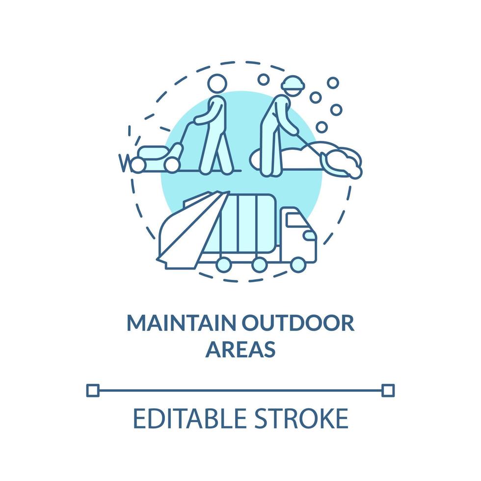 mantener las áreas al aire libre icono de concepto turquesa. servicio de limpieza idea abstracta ilustración de línea delgada. dibujo de contorno aislado. trazo editable vector