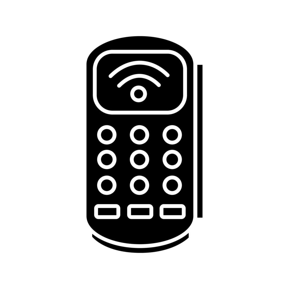 Payment terminal glyph icon. POS terminal. NFC payment. Contactless transaction. Silhouette symbol. Near field communication. E-payment. Negative space. Vector isolated illustration