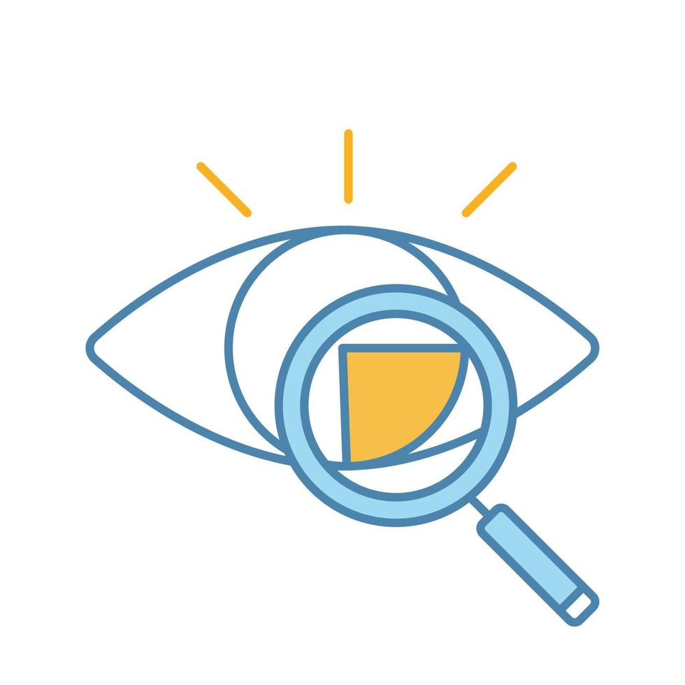 Retina scan color icon. Iris recognition. Eye scanning. Biometric identification. Optical recognition. Vision diagnostic. Isolated vector illustration