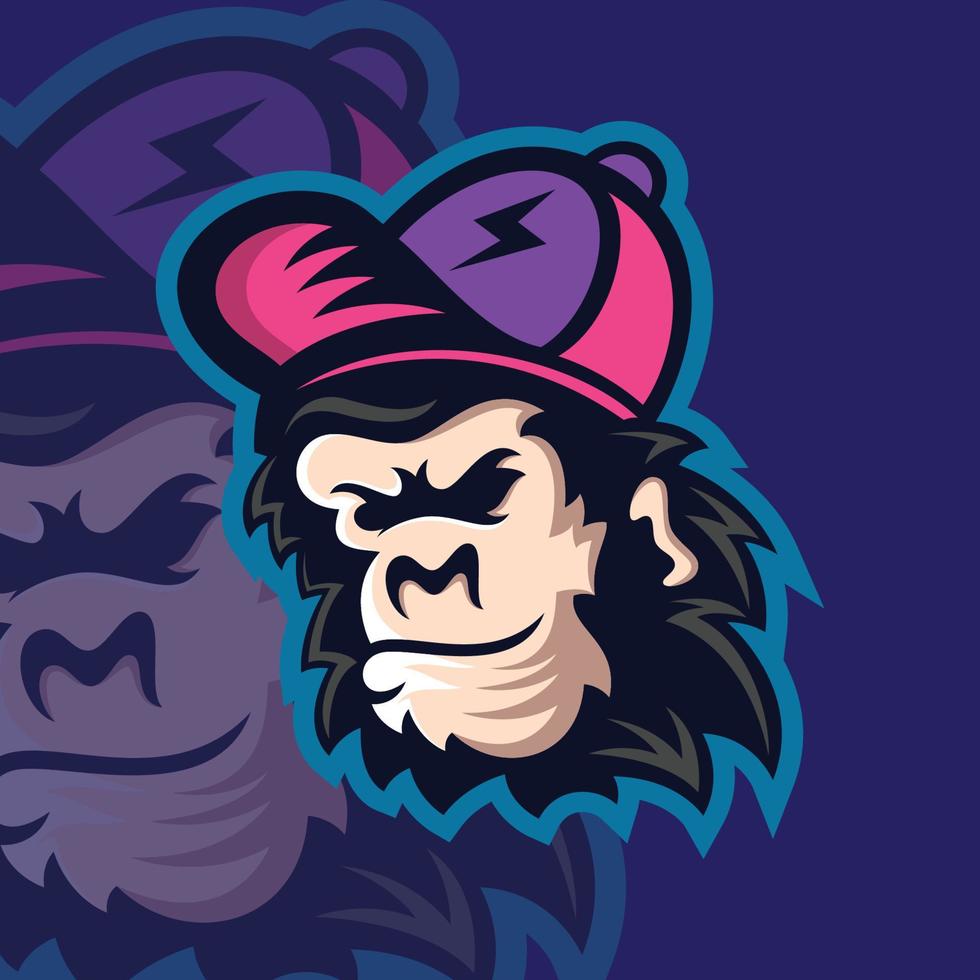 unique monkey character wearing colored hat vector