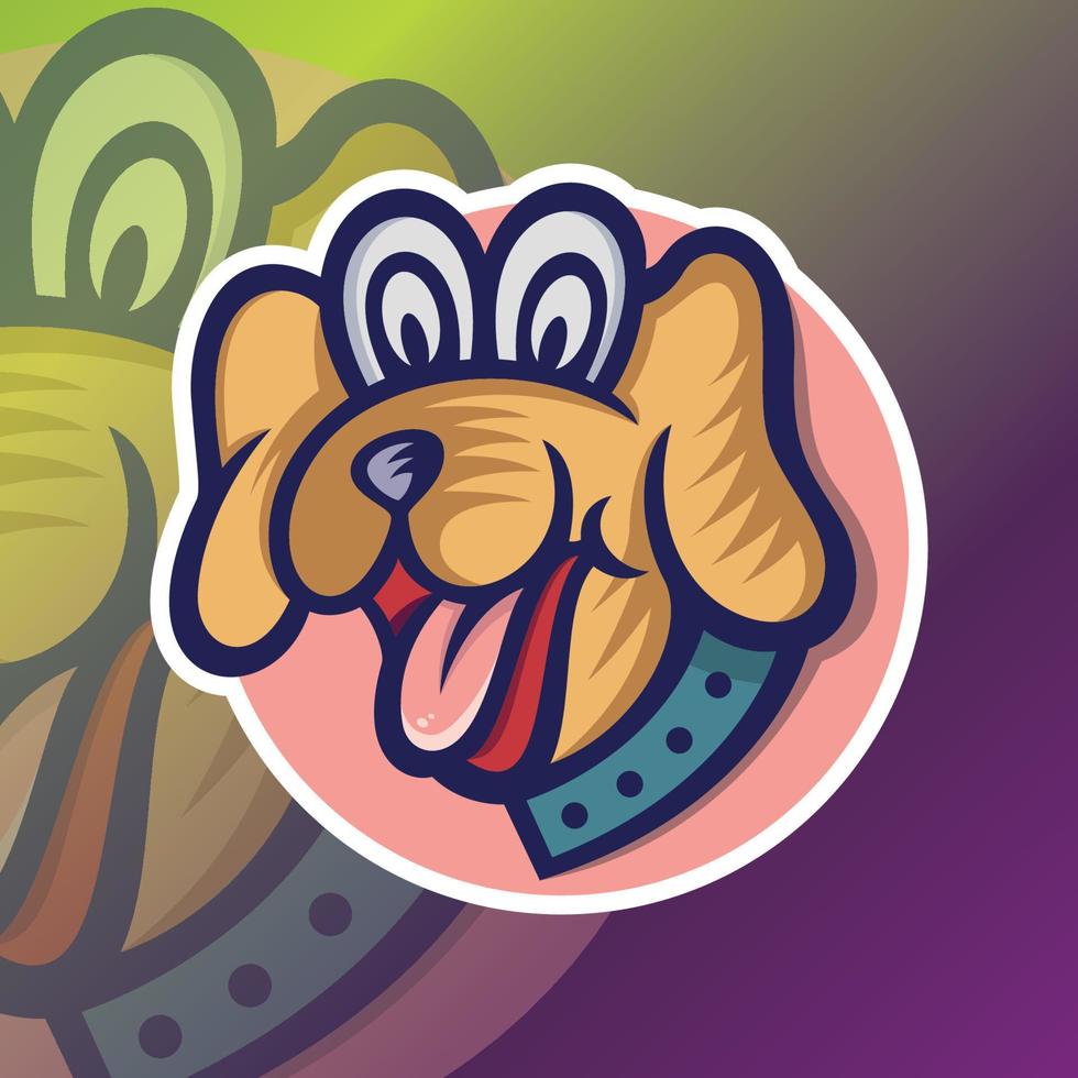 Ilustración de vector de diseño de cabeza de perro sonriente lindo