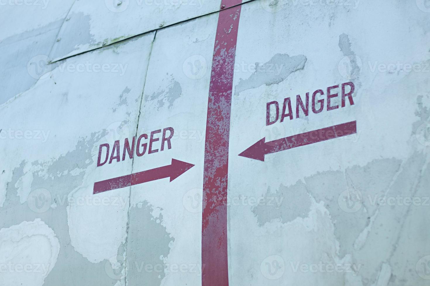 Danger warning sign decal on an old aircraft photo