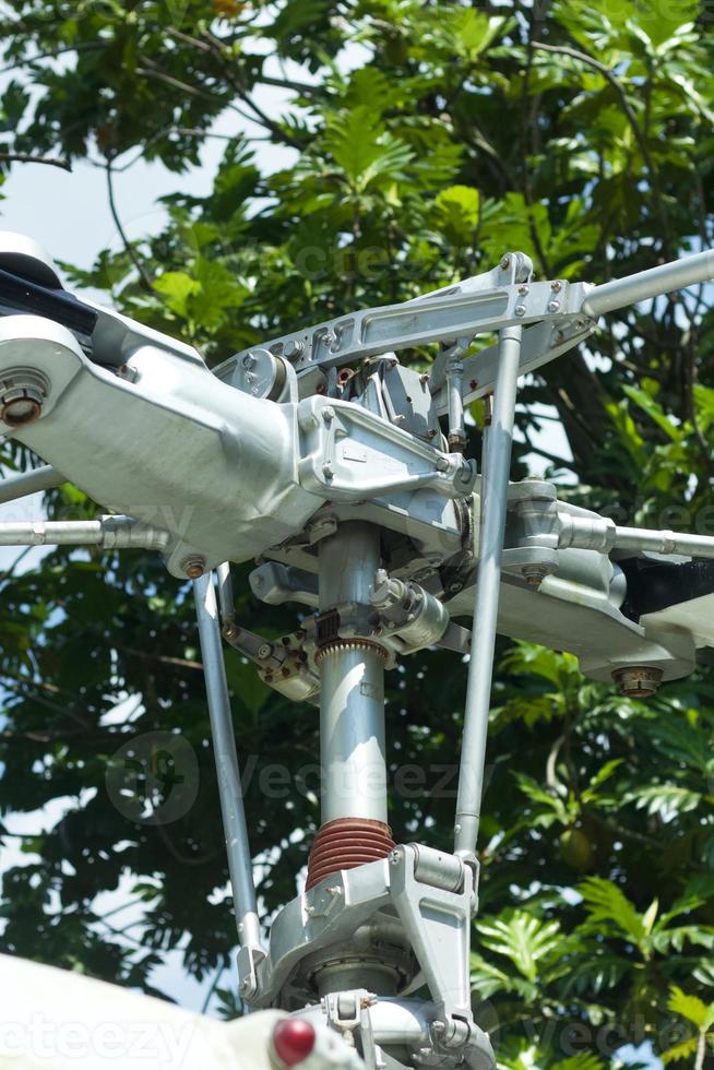 Main rotor and blades of an old helicopter. photo