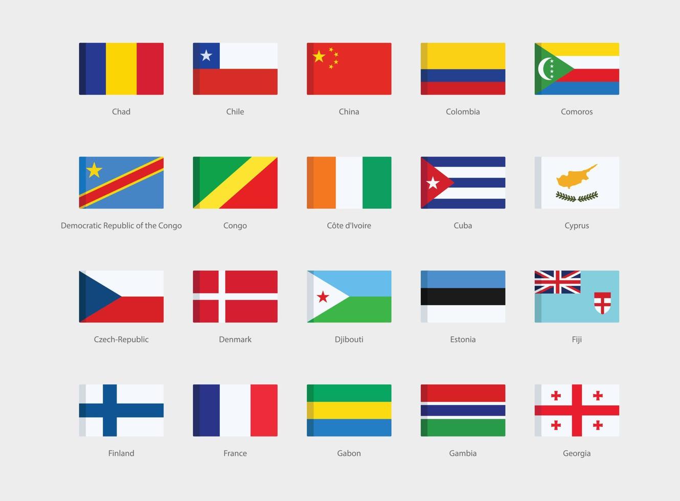 National flags set vector