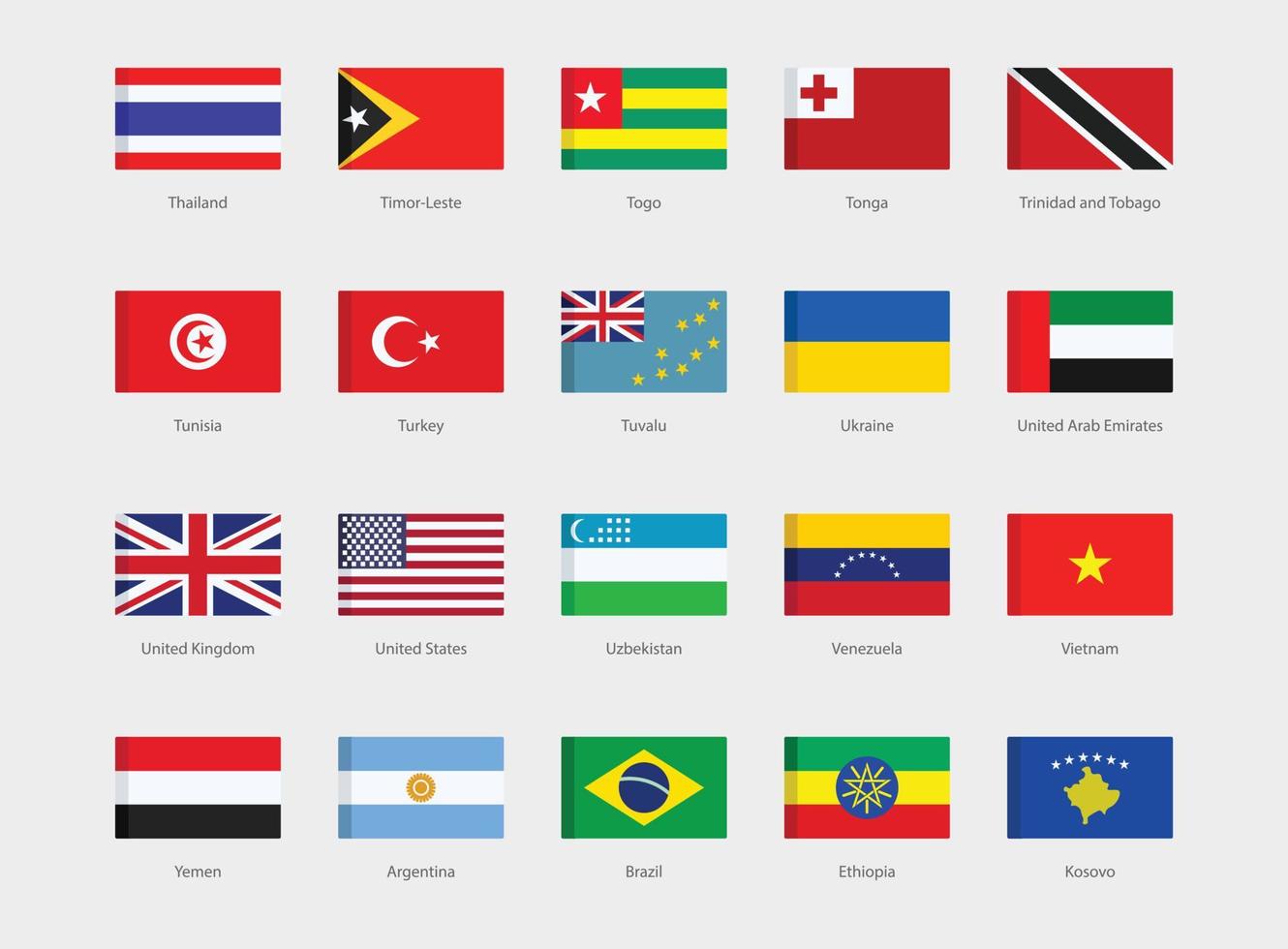 National flags set vector