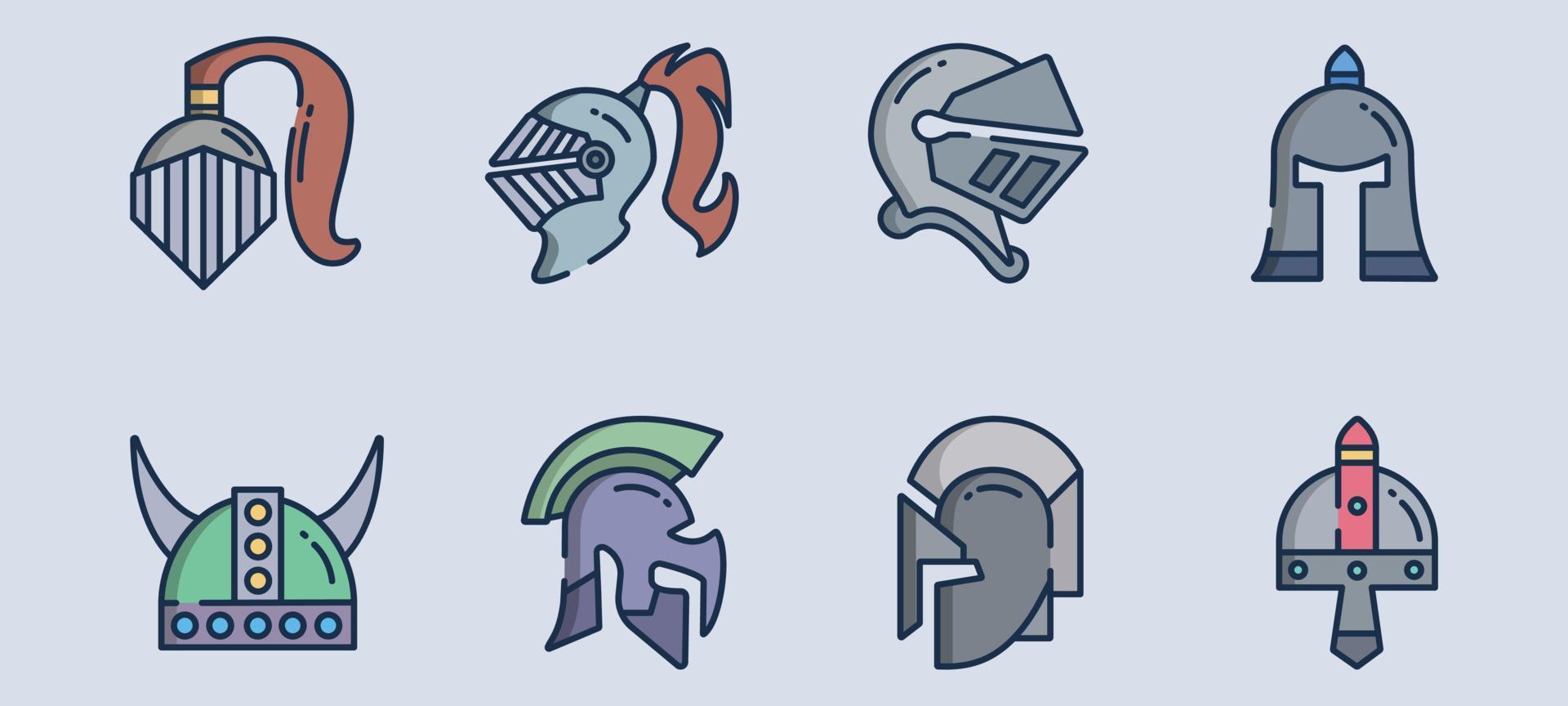 set of knight helmet vector