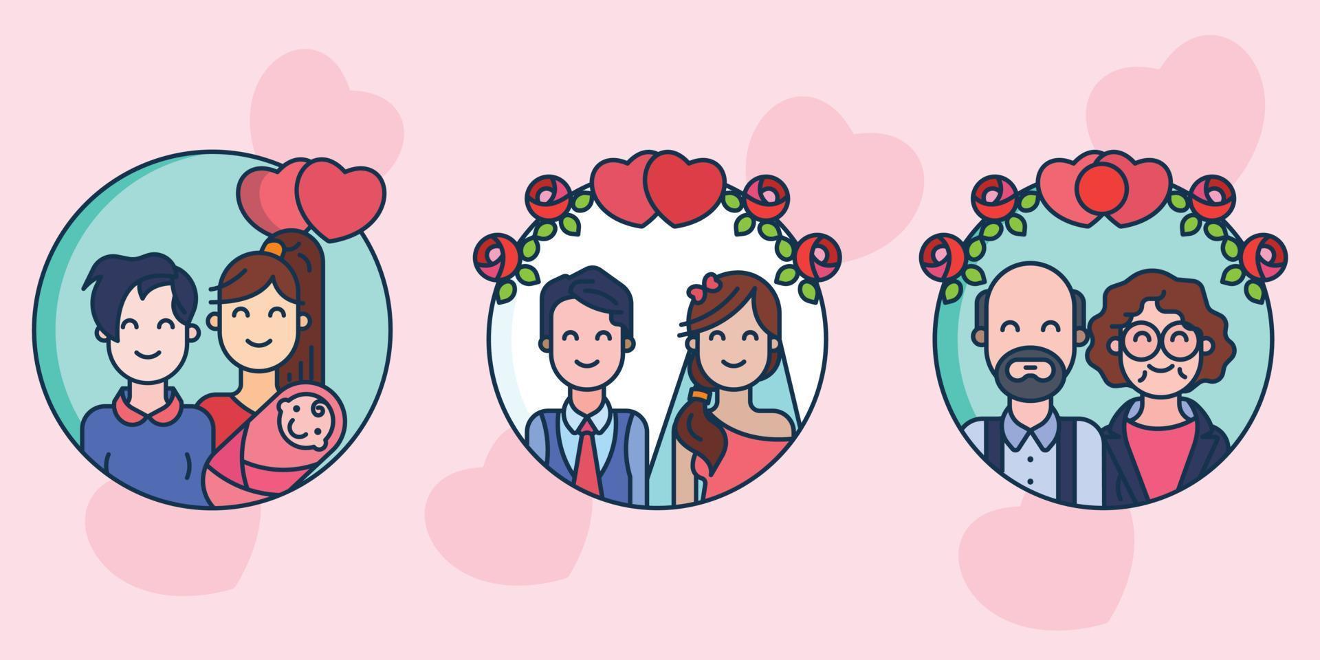 conjunto de ilustración de pareja vector