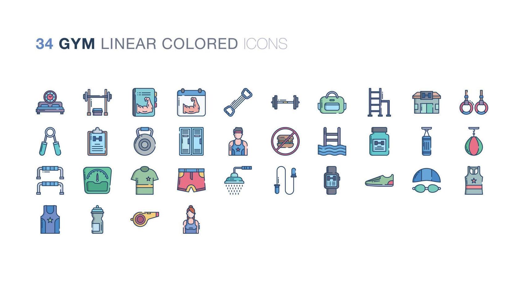 Bags and Purse Linear Colored icon set vector