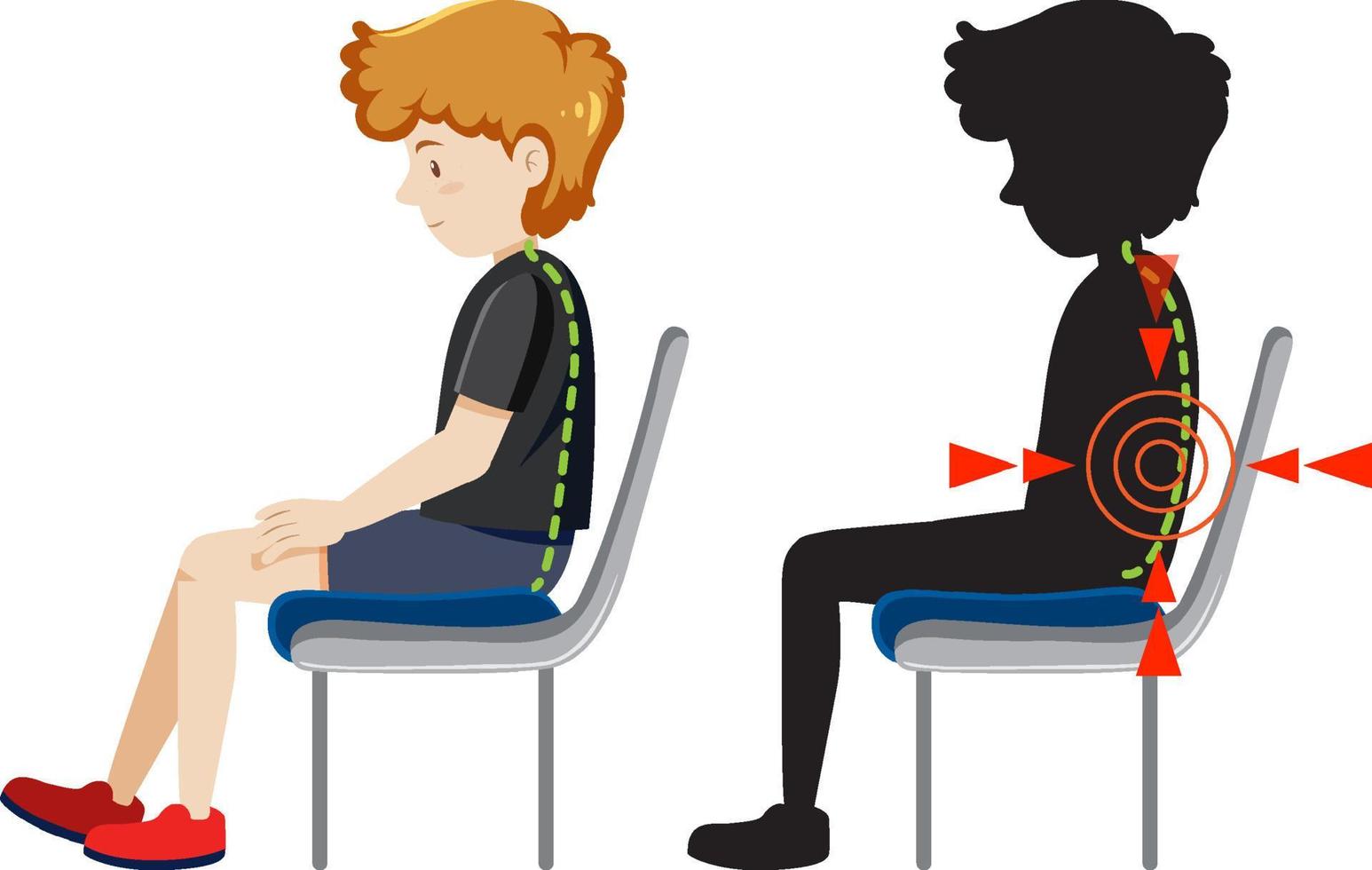 A man sitting with incidence of back pain vector