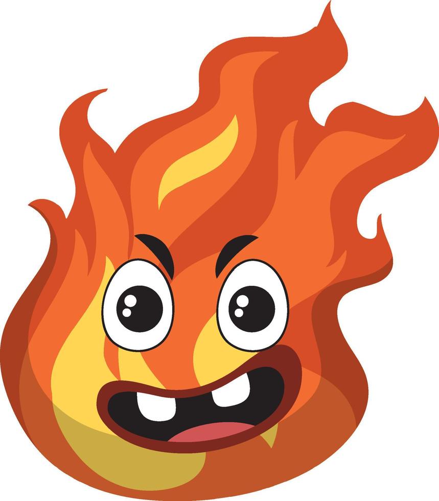 fuego de dibujos animados con expresión facial vector