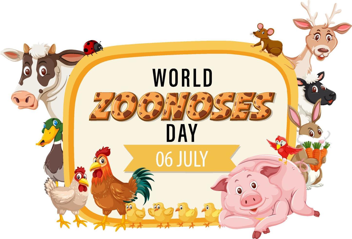 diseño de banner del día mundial de las zoonosis vector