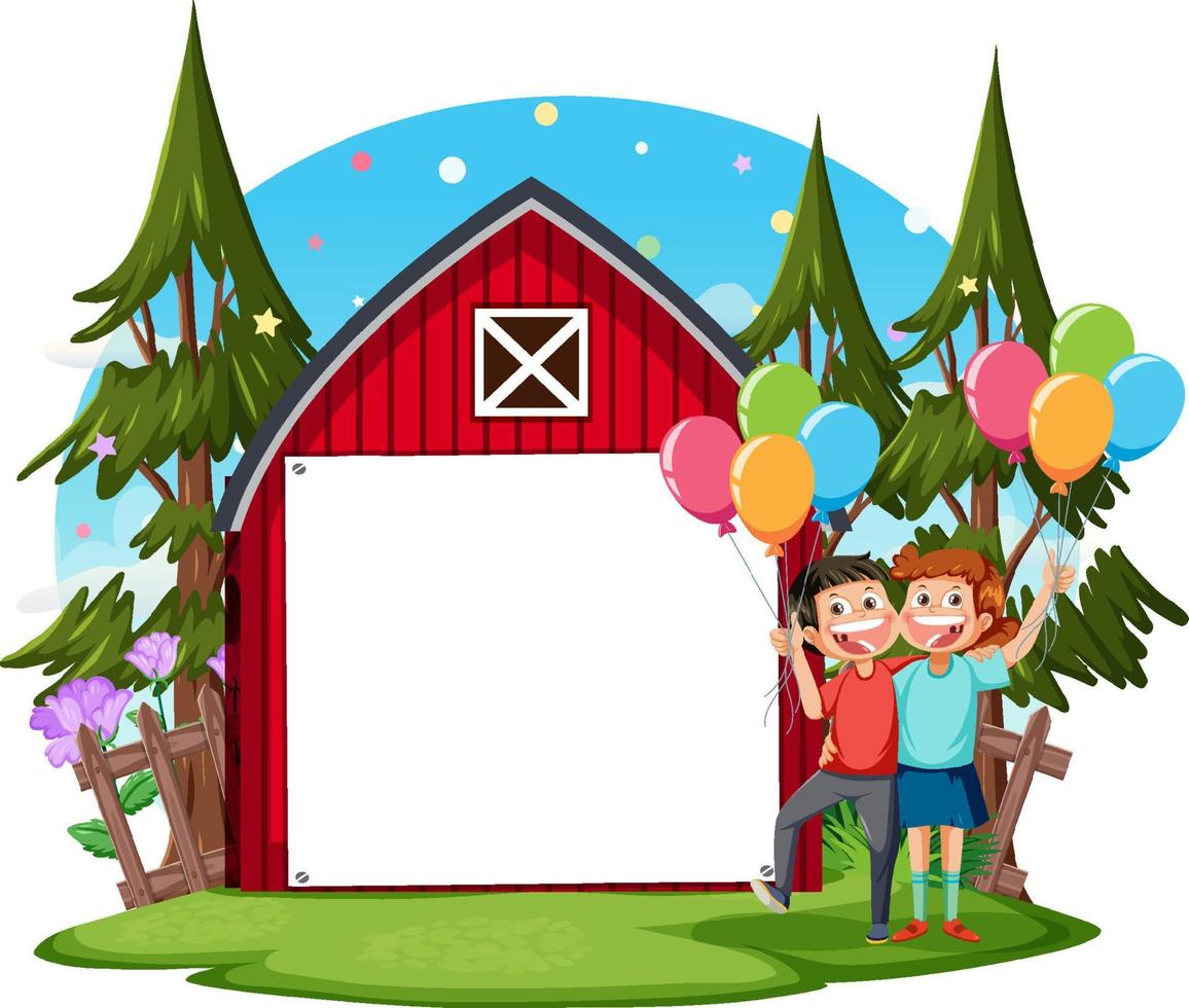 Empty board template with cartoon character vector