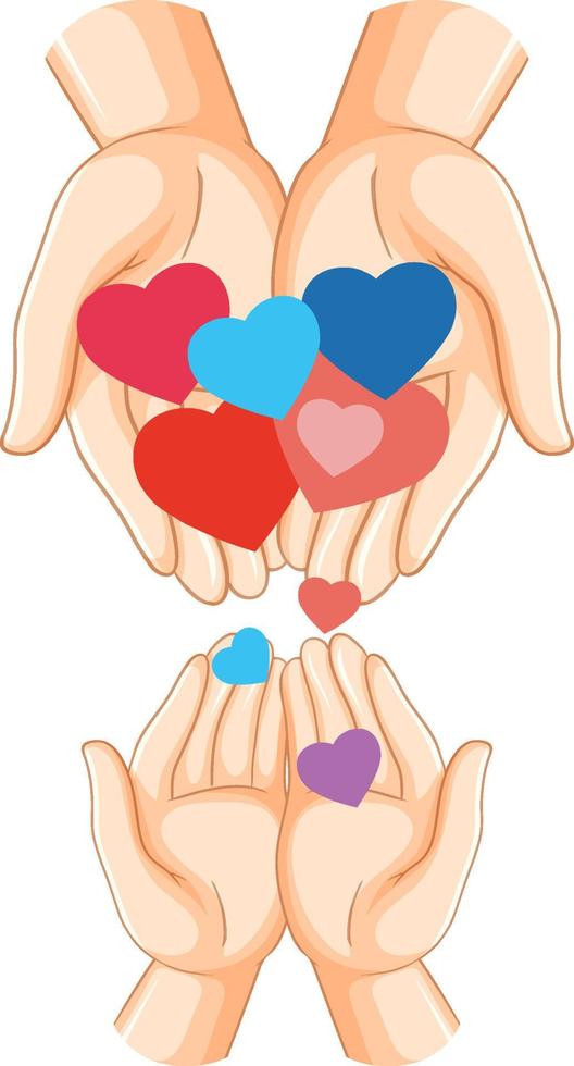 Many hearts on human hands vector
