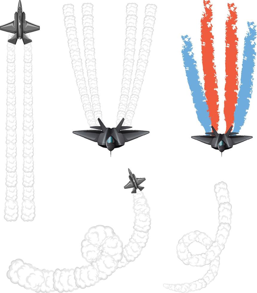 avión de combate con humo vector