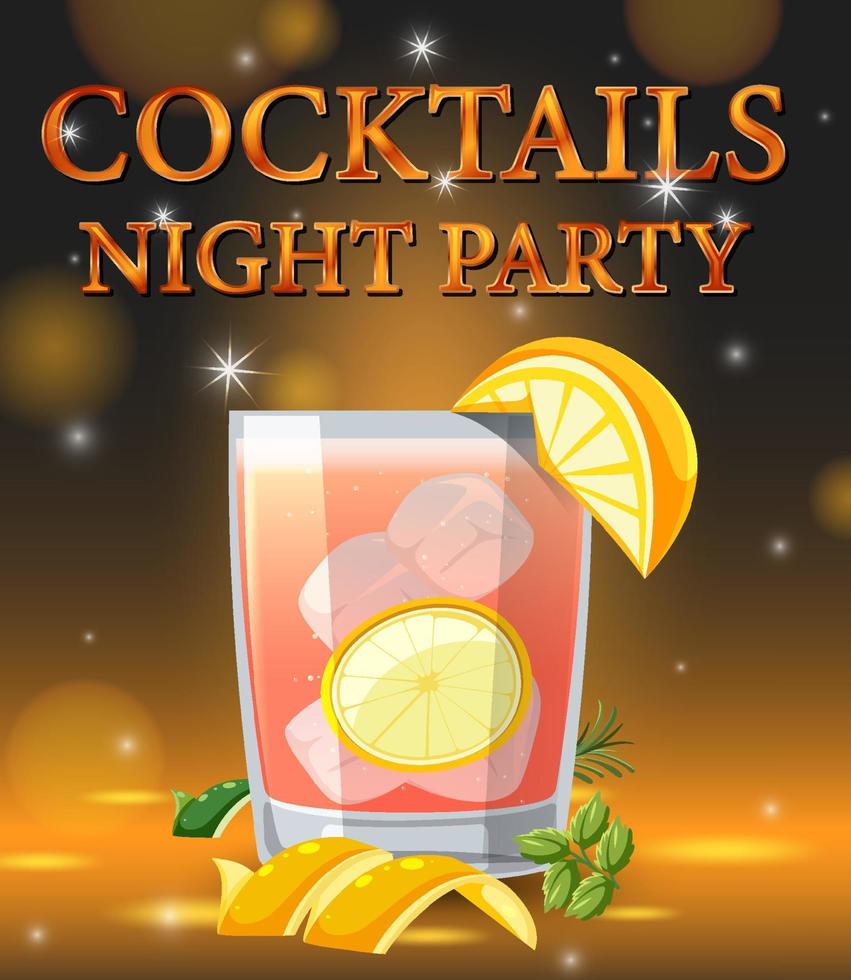 Cocktail in the glass on sparkling background vector