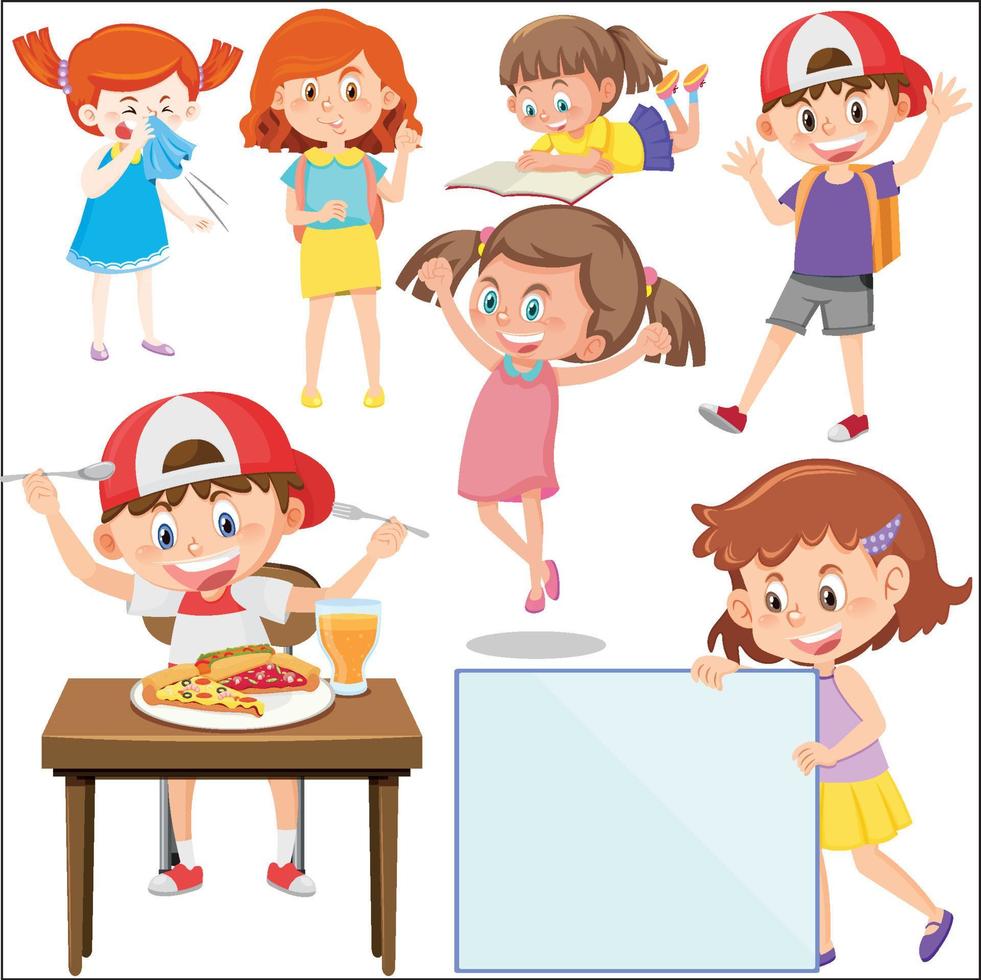 Set of different happy kids vector