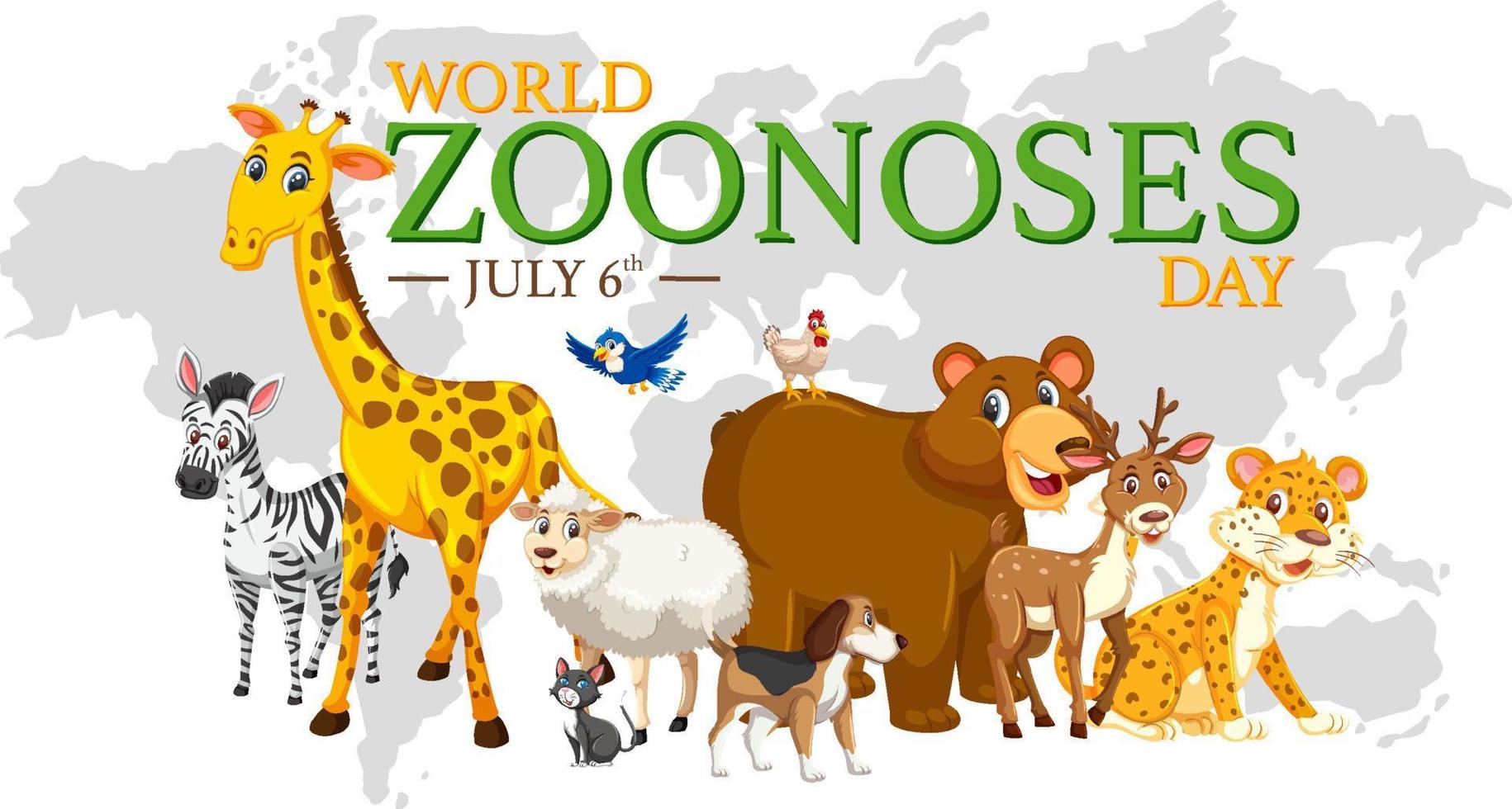 diseño de banner del día mundial de las zoonosis vector