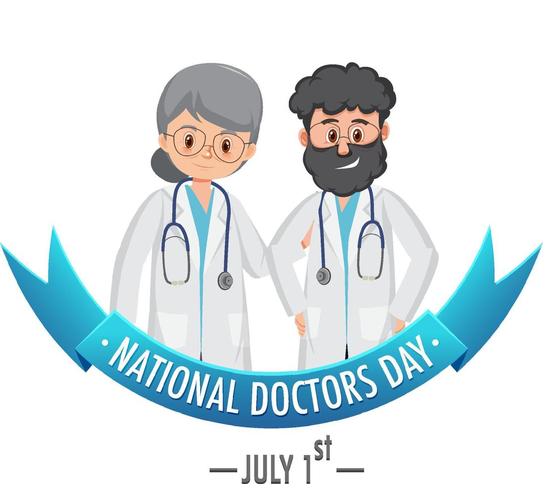 médico en el día del médico en el logotipo de julio vector