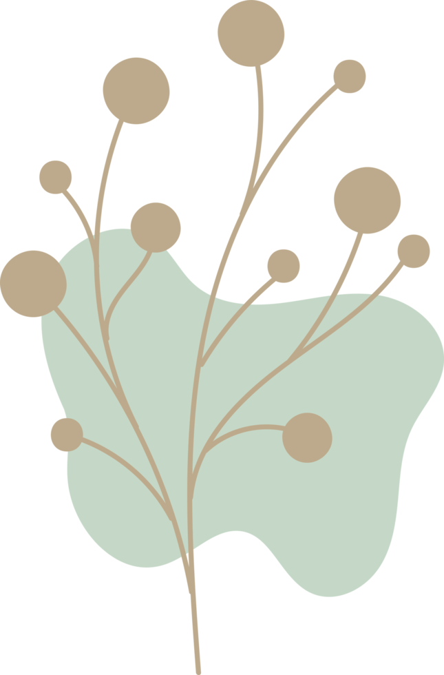 Handdrawn floral lineart with organic shape, Leaves element illustration for design png