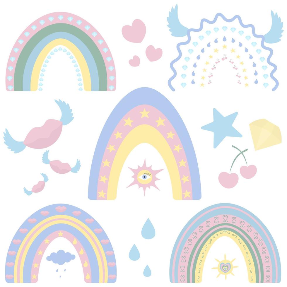 colección de arco iris en estilo boho vector