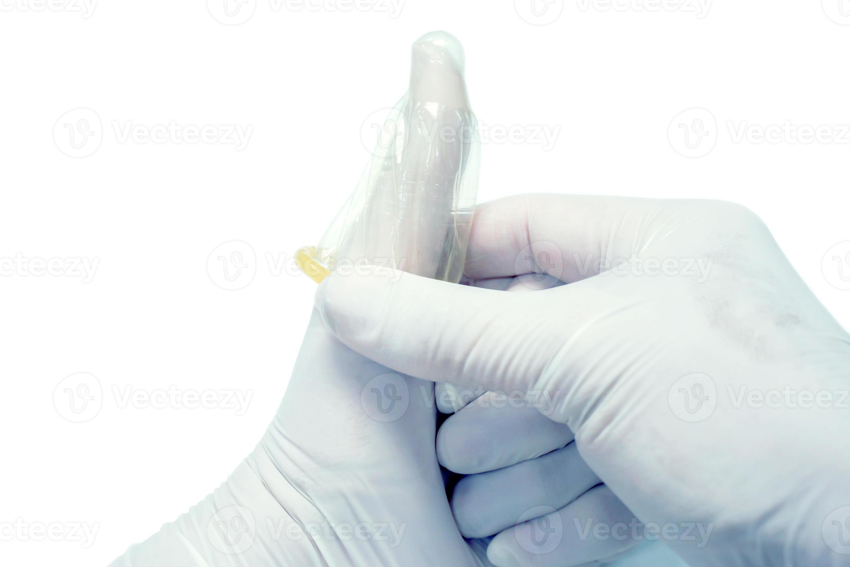 Doctor hands in blue medical latex glove showing a demonstration of