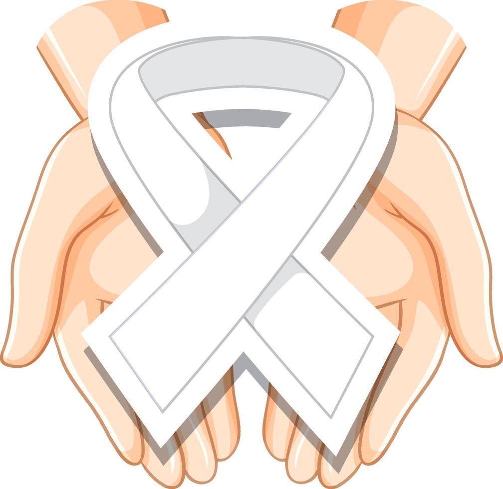 White ribbon in hands vector