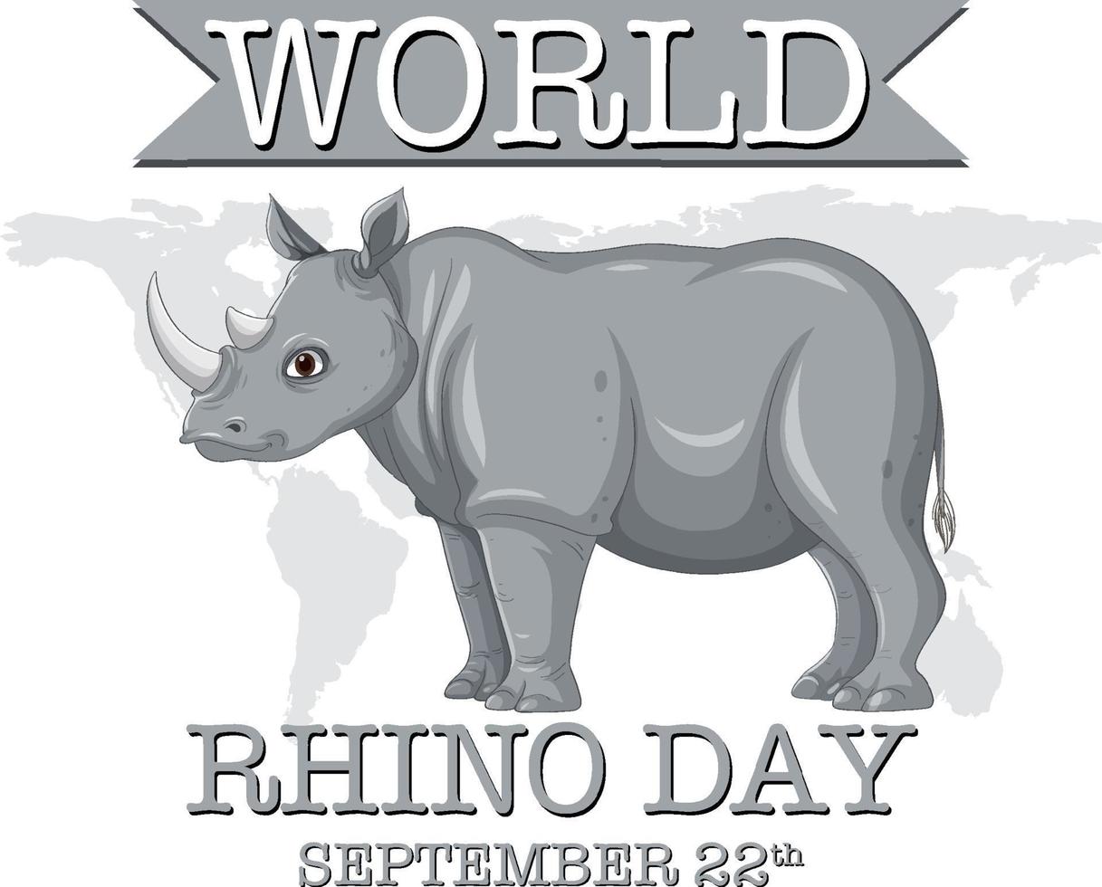 cartel del día mundial del rinoceronte 22 de septiembre vector