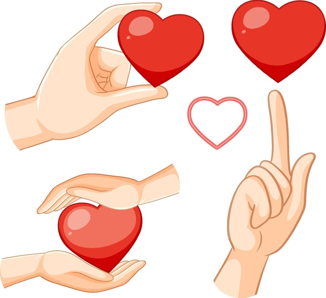 Human hands with hearts set vector