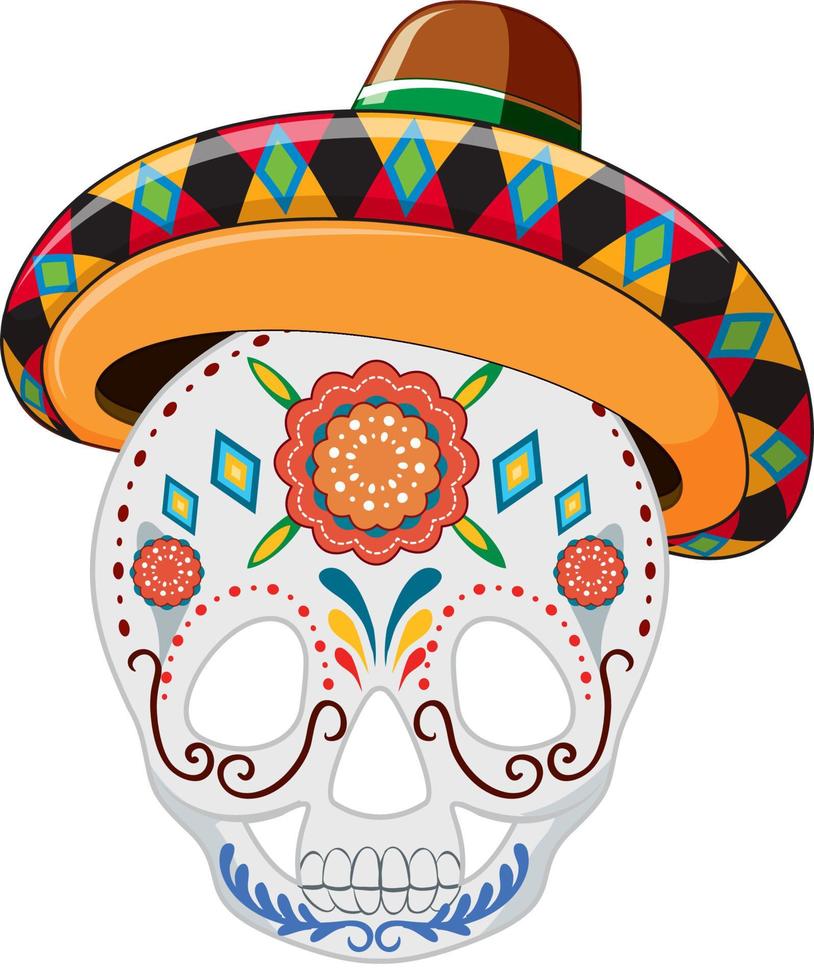 Mexican painted skull isolated vector