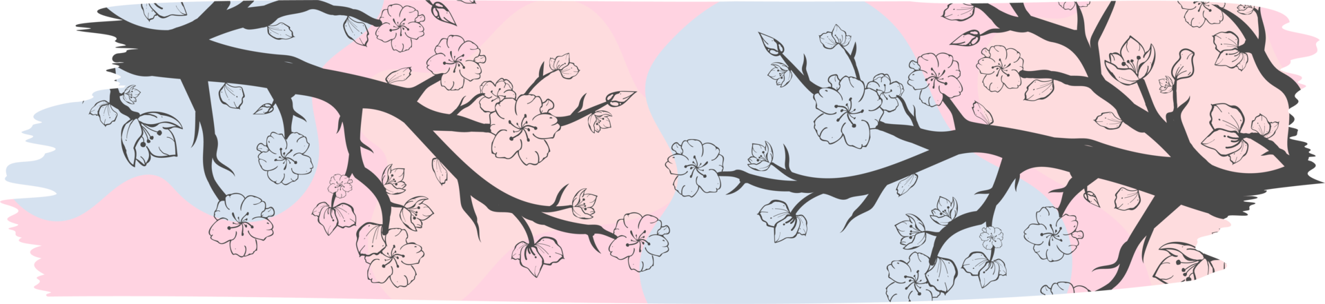 Washi tape with sakura or cherry blossom pattern, Washi tape sakura design illustration png