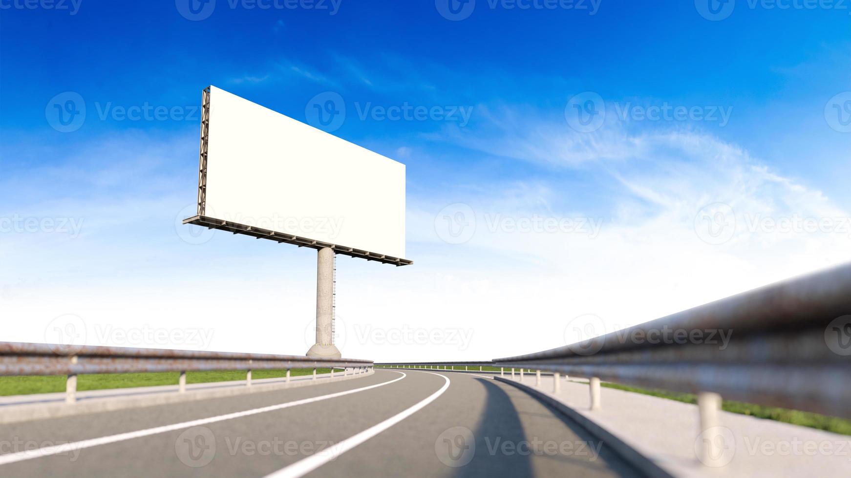 Mockup image of 3d rendering billboard beside highway. photo