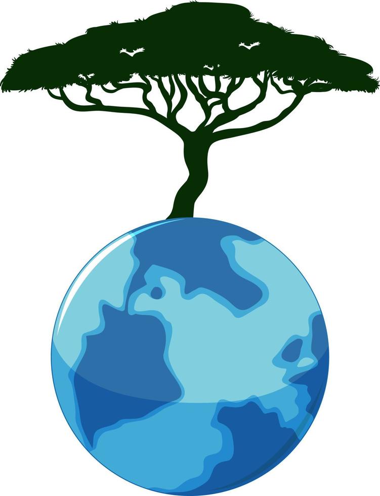 Tree on earth icon on white background vector