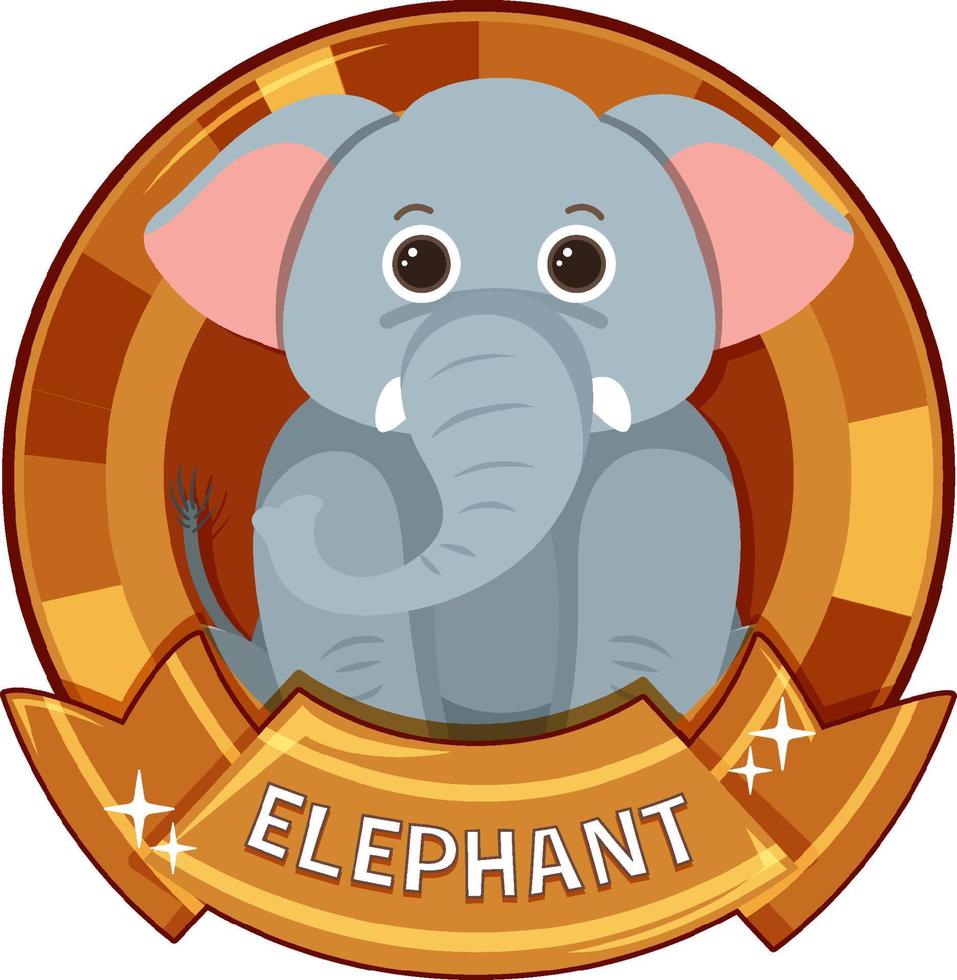 Cute elephant cartoon badge vector