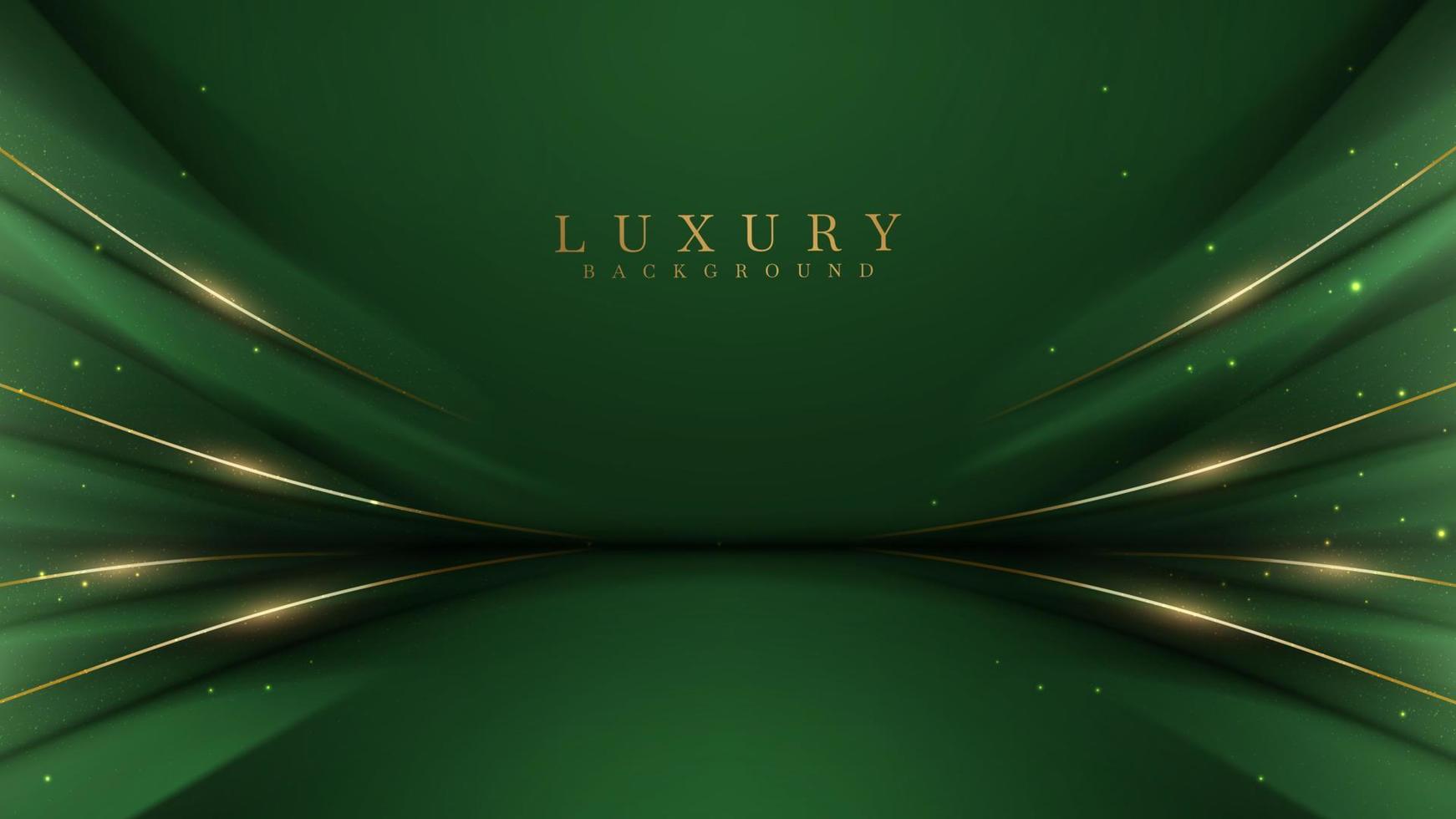 Luxury background with golden line decoration and curve light effect with bokeh elements. vector