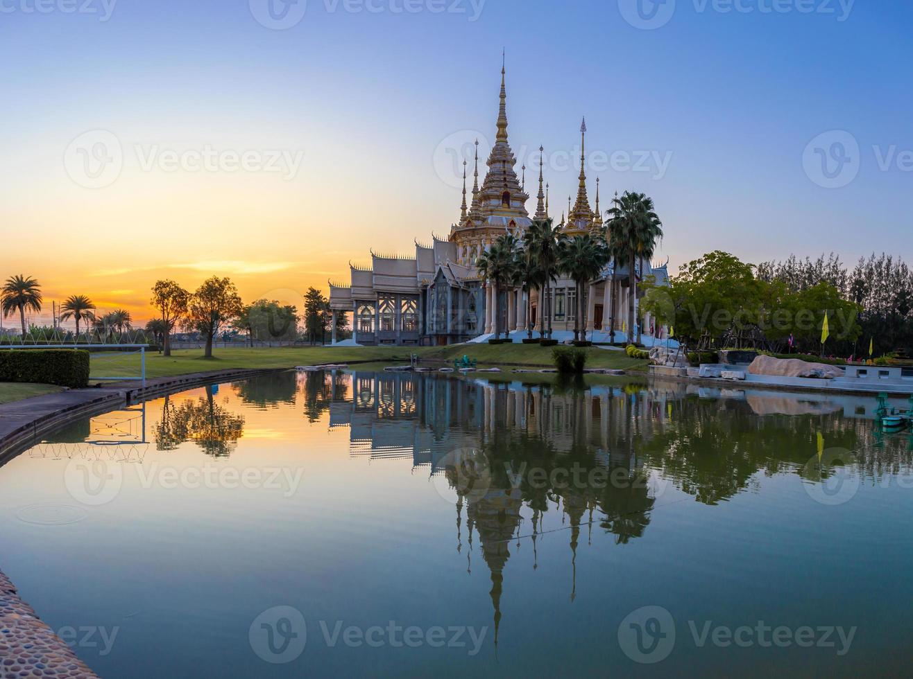 Beautiful temple at Wat Non Kum Is a famous landmark in Nakhonratchasima province Thailand in sunset time photo