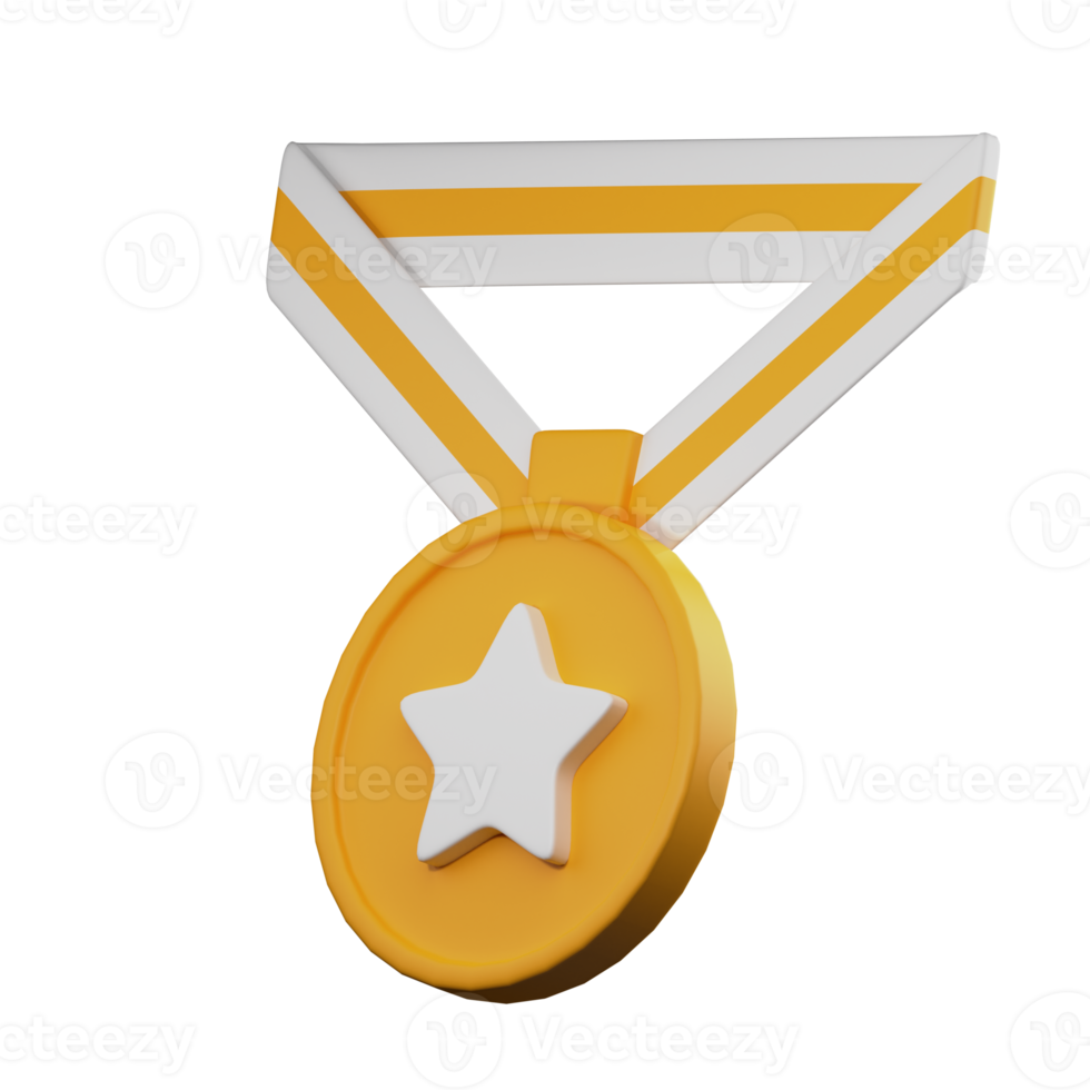 3D Gold Medal PNG Illustration