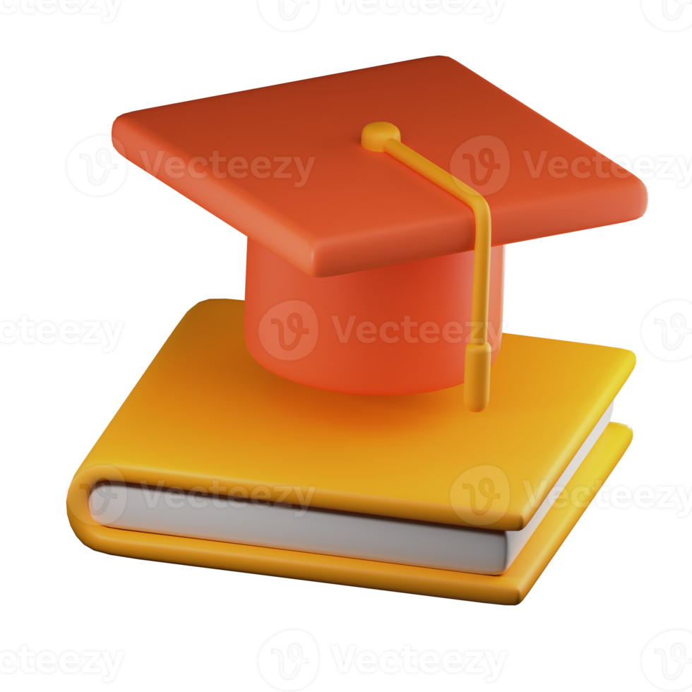 3D Graduate Hat PNG Illustration