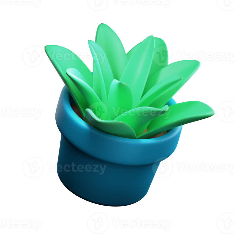 3D Potted Plant PNG Illustration