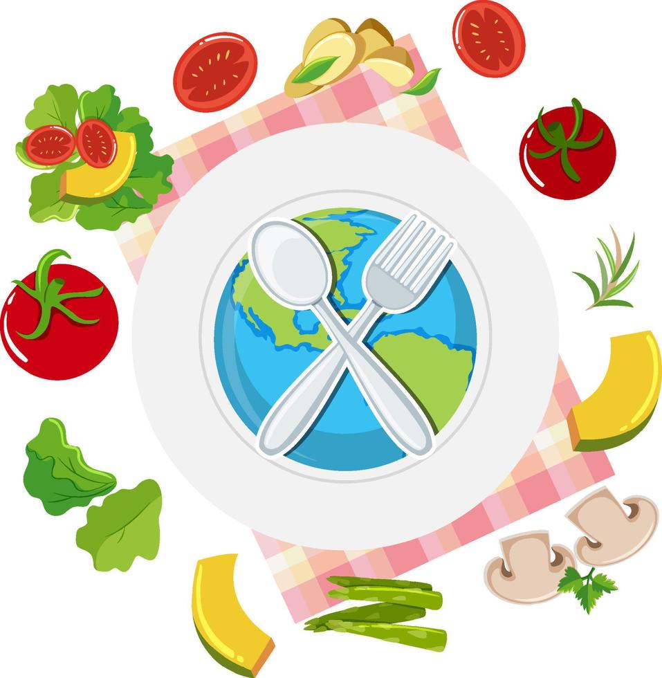 Earth around with food and vegetable vector