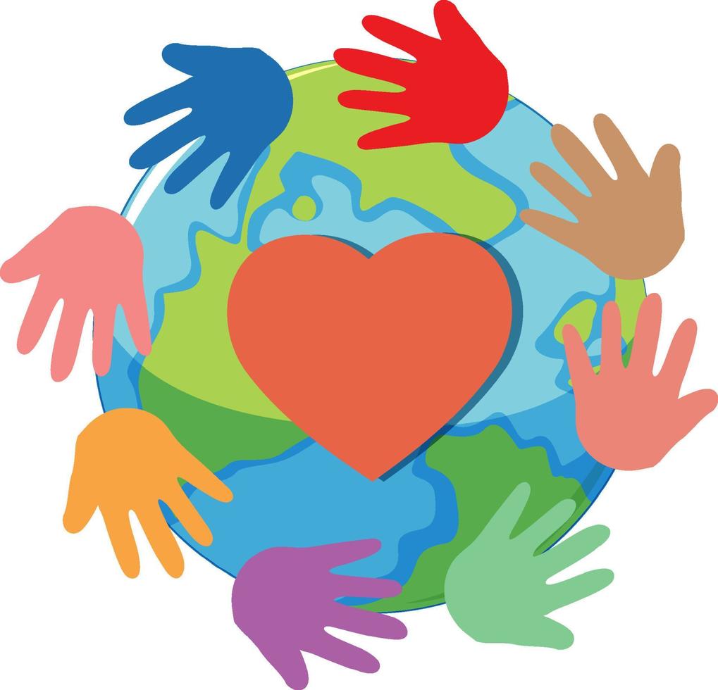 Earth globe symbol with heart vector