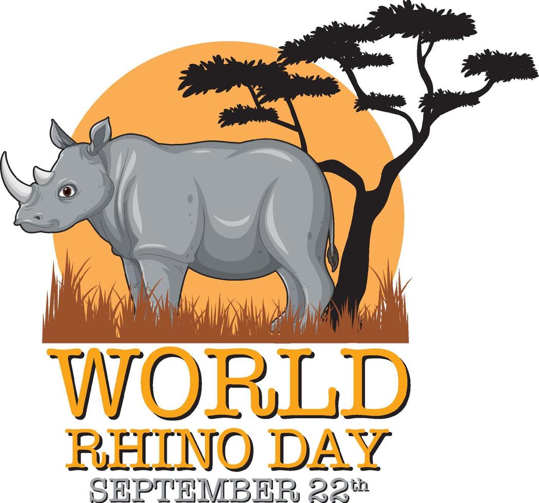 World Rhino Day September 22 Banner vector