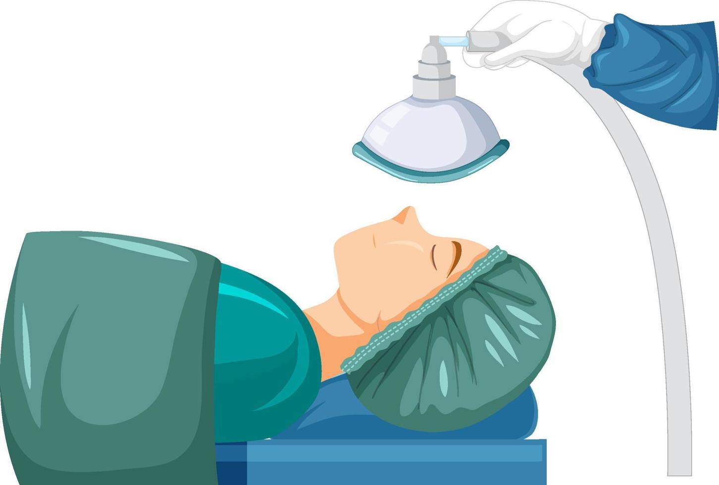 Patient with anesthesia mask vector