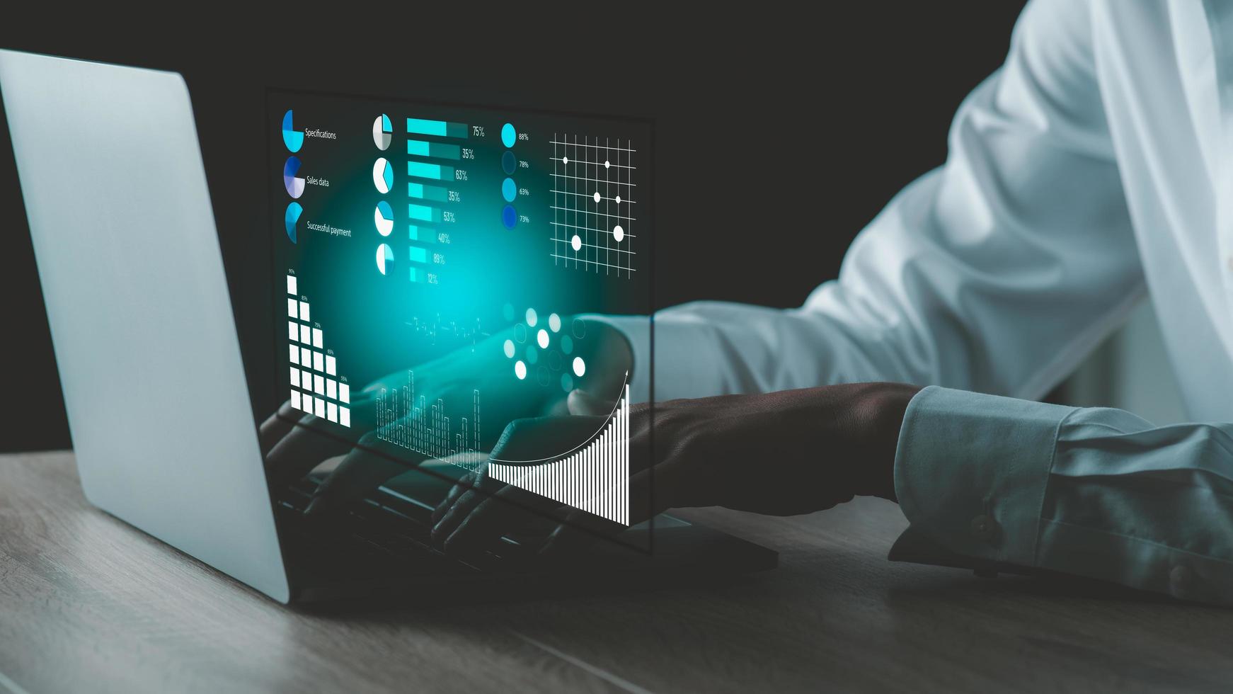 Concept image of data gathering and statistical working. photo