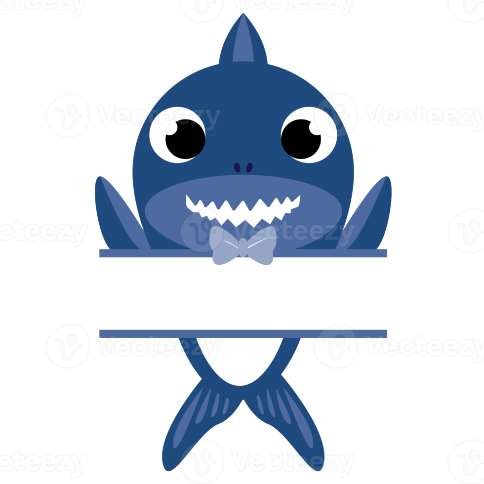 Cute Shark with Split Monogram design png