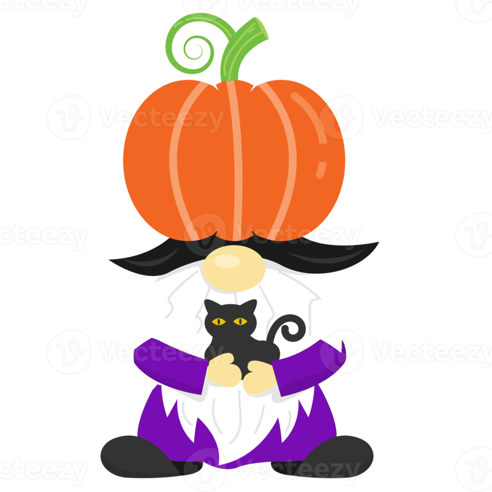 Halloween gnomes with pumpkin hat design element png
